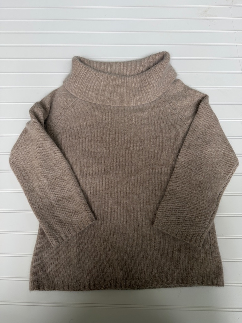 (248)Vintage Angora Lambswool Turtleneck Sweater Rafaella Beige Cozy Knit Small